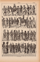 Utászok, nyomat 1923, francia, 19 x 29 cm, lexikon, eredeti, hadsereg, katona, hadtörténet, utász