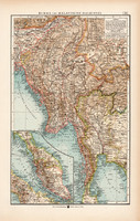 Burma és Maláj - félsziget térkép 1904, eredeti, Moritz Perles, német, atlasz, régi, Ázsia