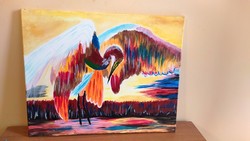 Absztrakt madár festmény 40x50 cm