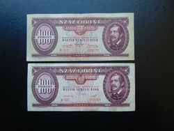 100 forint 1947 Kossuth címer - 100 forint 1949 Rákosi címer LOT !