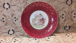 Antique porcelain wall bowl with a scene from the Monarchy era