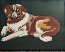 Old textile picture :St. Bernard dog
