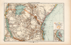 Német Kelet - Afrika térkép 1904, eredeti, Moritz Perles, német, atlasz, régi, Ukonongo, Usagara
