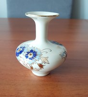 Zsolnay porcelán búzavirág mintás mini váza – 9 cm