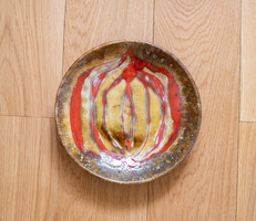Retro ceramic wall plate - marked fórizsné sársa erzsébet wall plate