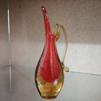 Murano üveg váza. Rózsaszín es sárga zöld színekben. Ritka!  N-6
