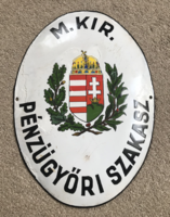 Magyar Királyi Pénzügyőri Szakasz - zománctábla (zománc tábla, címer, pajzstábla)