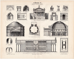 Építészet (etruszk és római), egy színű nyomat 1894, német nyelvű, eredeti, Itália, Róma, épület