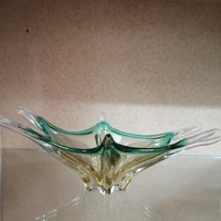 Murano üveg váza vagy asztalközép. Kék es sárga zöld színekben. Ritka! Üveg -1