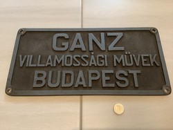 Retró fém tábla Ganz Villamossági Művek Budapest