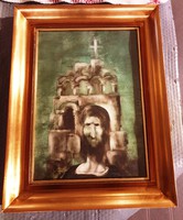 SZÁSZ ENDRE- Portré háttérbe templommal-