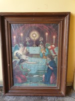 Antique, solid wood frame, holy image, print for sale!
