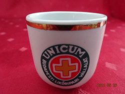 Hollóházi porcelán kupica, Unicum jelzéssel, magassága 4,5 cm.