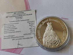 Árpádházi Szt Erzsébet ezüst 5000 Ft 31,46 gramm 0,925 PP+certi