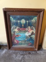 Antique, solid wood framed holy image, print for sale!