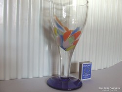 Régi, muranoi jellegű, különleges színvilágú, nagyméretű üvegpohár, üveg pohár dekorációs célokra