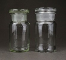 1E595 Régi kisméretű patika üveg pár 10 cm