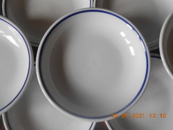 Zsolnay retro kék csíkos, főzelékes tányér