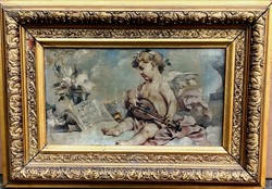 Fairy putto! Unknown painter - his painting Putto with Mandolin - 191.