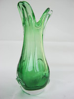 Bohemia green thick glass vase