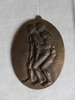 Régi erotikus bronz falikép 17 cm