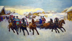 Tsarist Russian music village parade troika - with sleigh rides !!!