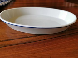 Zsolnay porcelán kék szegélyes ovális tál, tányér, kocsonyás tányér