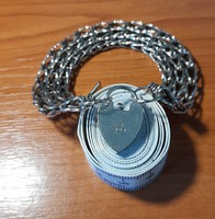 Fabulous Thick Women's Bangle in Sterling Silver with Heart Lock Closure
