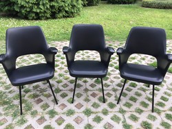 3 db Retro fekete műbőr szék
