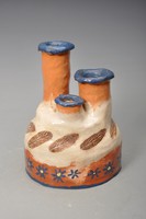 Retro ceramic vase for three flowers with a very interesting shape.