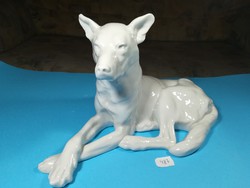 Nagyméretű herendi porcelán hófehér kutya