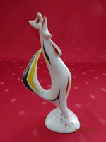 Hollóházi porcelán, kézzel festett figura, art deco kakas, magassága 14 cm.