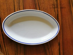 Alföldi porcelán kék szegélyes ovális tál, tányér, kocsonyás tányér