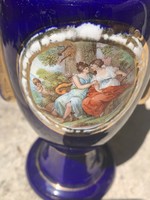 Gyönyörű kobaltkék aranyozott fülű Altwien váza
