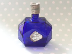 Régi parfümös üveg kobaltkék vintage kölnis palack