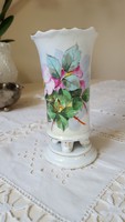 Old, hand-painted, gilded, floral, nail vase