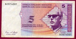 0002 --- Külföldi pénzek:  1998 Bosznia és Hercegovina 5 márka