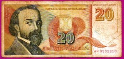 0027 --- Külföldi pénzek:  1994 Jugoszlávia 20 dinár