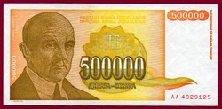 0042 --- Külföldi pénzek:  1994 Jugoszlávia 500 000 dinár UNC