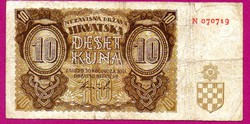 0008 --- Külföldi pénzek:  1941 Horvátország 10 kuna