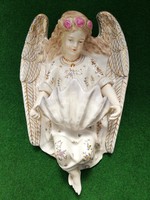 Nagy méretű,  fali szenteltvíztartó angyal (jelzett)