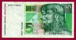 0006 --- Külföldi pénzek:  1993 Horvátország 5 kuna