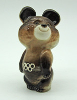 B716 Misa mackó porcelán - Moszkvai olimpia kabalafigura  - szép, gyűjtői darab