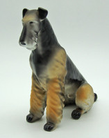 B720 Hollóházi porcelán ülő foxi foxterrier kutya - szép, gyűjtői darab