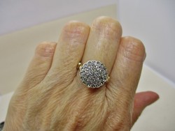 Különleges régi olasz aranyozott ezüst gyűrű fehér kövekkel
