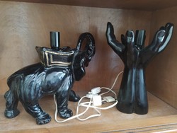 Figurális Lámpapár Fekete Elefánt Kar Kéz Kerámia Hangulat Lámpa