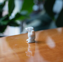 Miniatűr Hollóházi mackó - festetlen mini maci figura - kis medve retro porcelán