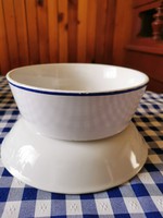 Zsolnay porcelán kék szegélyes gulyás tányér, kocsonyás tányér