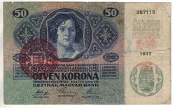 50 korona 1914 magyar bélyegzés