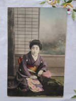 Japán kézzel színezett fotólap/képeslap gésa 1900-as évek első fele